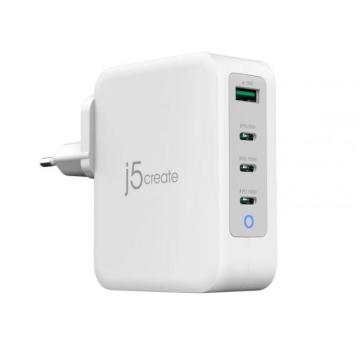 Мрежово зарядно 220V j5create JUP43130E 130W, 4 порта, USB-C, USB-A