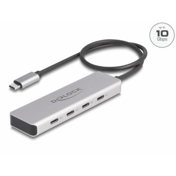 USB хъб Delock 64231, USB-C - 4 x USB-C, 10 Gbps