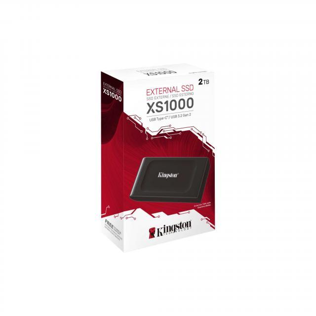 Външен SSD Kingston XS1000, 2TB, USB 3.2 Gen2 Type-C, Черен