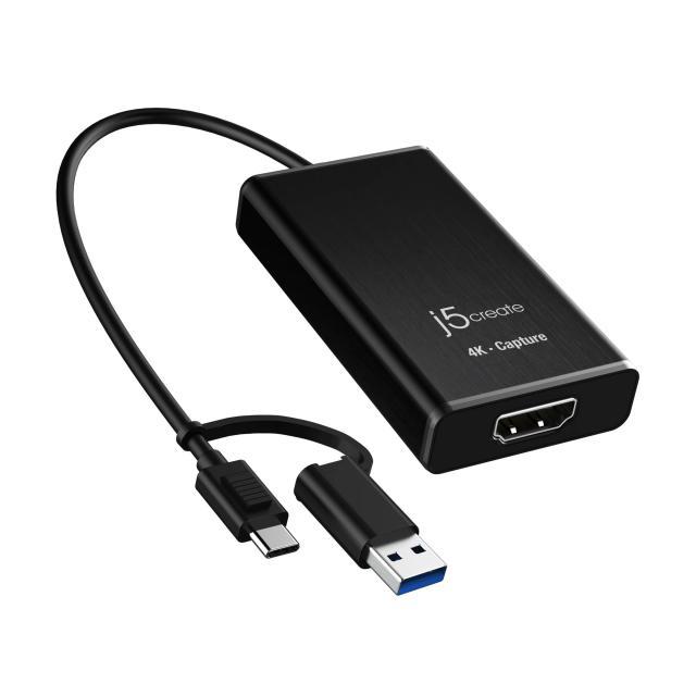 Кепчер адаптер j5create JVA11, HDMI - USB-C, 4K, Черен