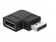 Адаптер Delock, DisplayPort мъжко - DisplayPort женско, 90°, 8K 60 Hz, Черен