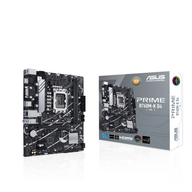 Дънна платка ASUS PRIME B760M-K D4, LGA 1700, mATX, 2xDDR4, 2xM.2 Gen4