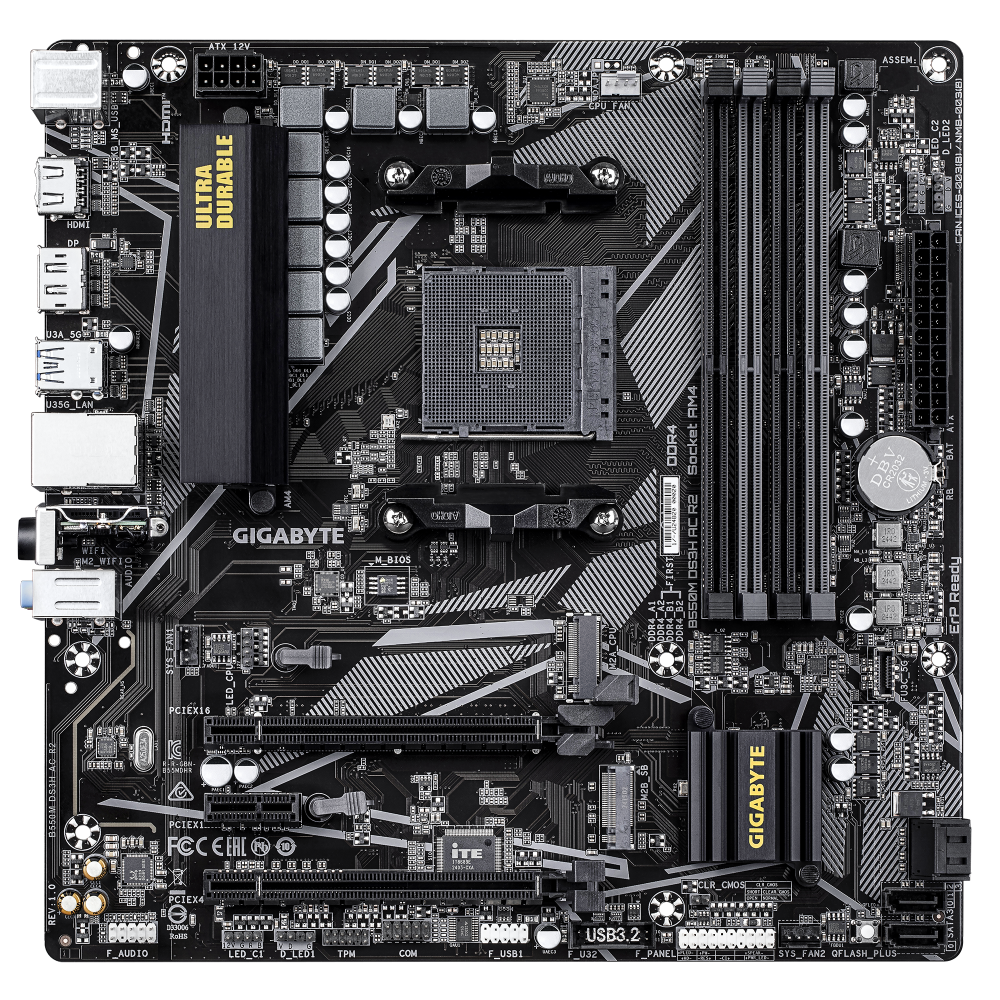 Дънна платка GIGABYTE B550M DS3H AC R2 Socket AM4