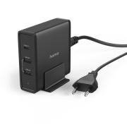 Зарядно 220V HAMA 3 порта, USB-C, USB-A за лаптоп 5-20V/65W, (PD), Черно