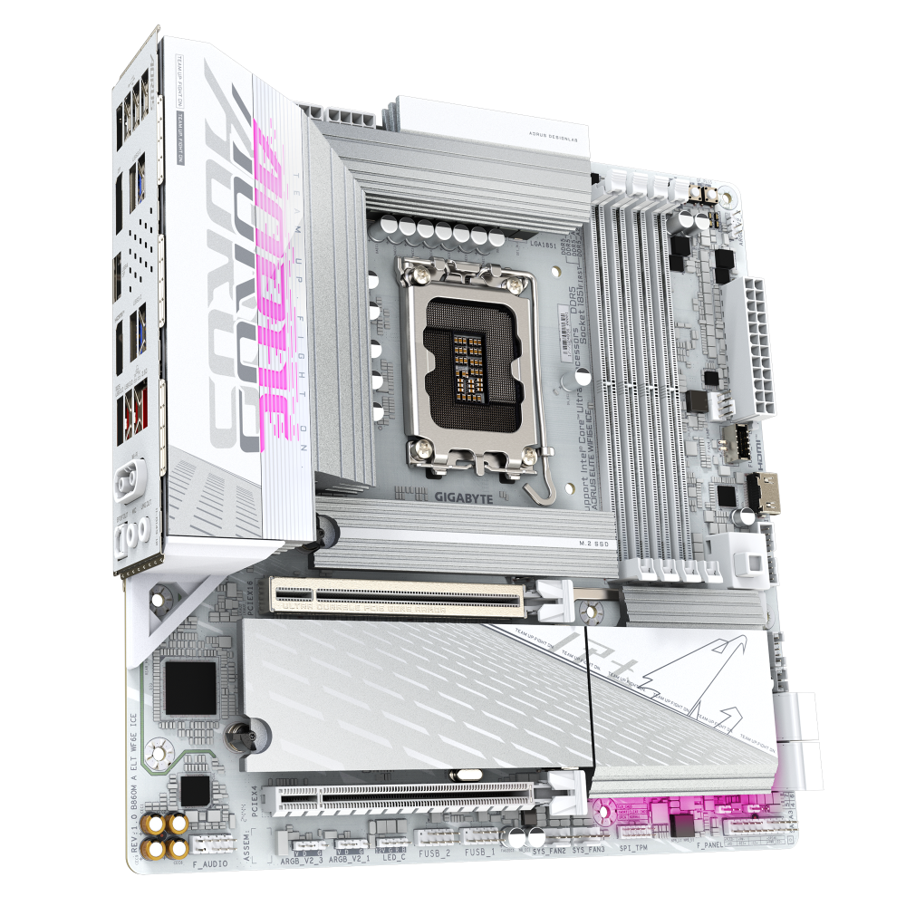 Дънна платка GIGABYTE B860M AORUS ELITE WiFi 6E ICE, LGA 1851