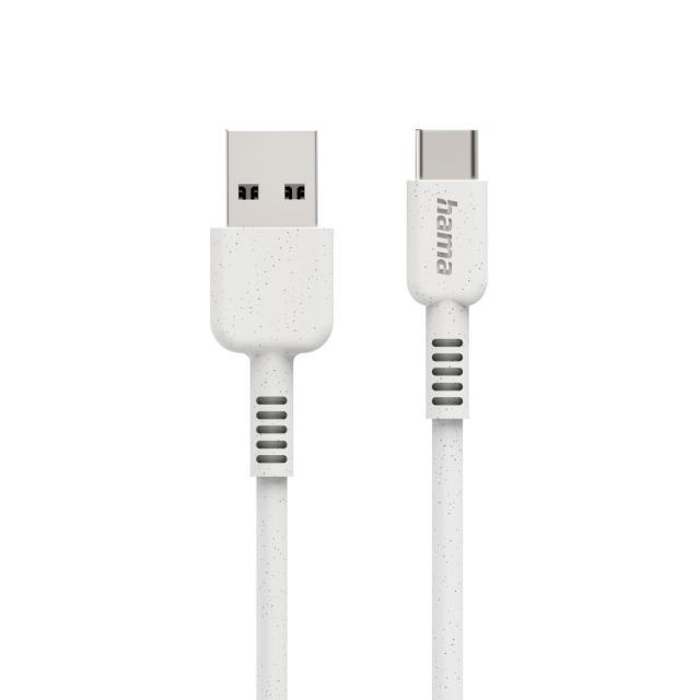 Кабел за зареждане HAMA "Eco", USB-A - USB-C, 1 м, бял