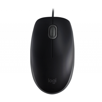 Жична оптична мишка LOGITECH B110, Тиха, Черен, USB