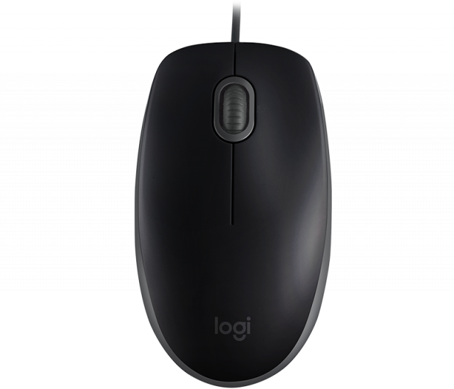 Жична оптична мишка LOGITECH B110, Тиха, Черен, USB