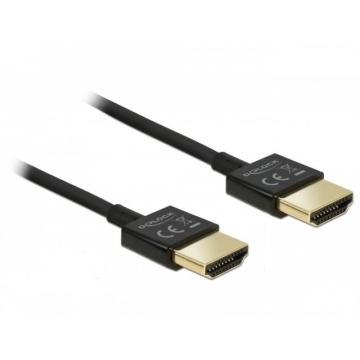 Кабел Delock HDMI-A мъжко - HDMI-A мъжко, Ethernet, 3D, 4K, 0.25 м, Черен