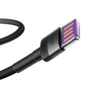 Кабел Baseus CATKLF-PG1 Cafule USB-А към USB-C с въжена оплетка и бързо зареждане 1м черен