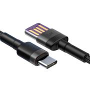 Кабел Baseus CATKLF-PG1 Cafule USB-А към USB-C с въжена оплетка и бързо зареждане 1м черен