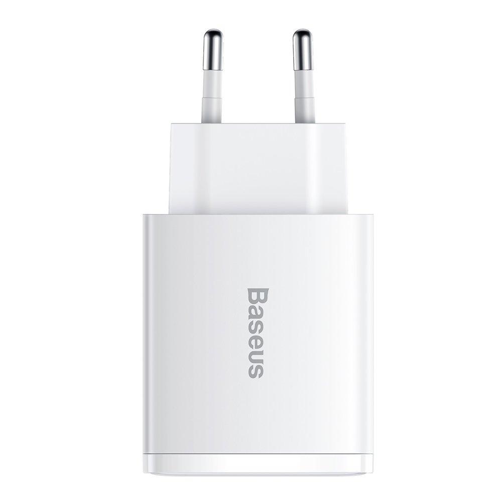 Зарядно устройство Baseus CCXJ-E02 Compact Quick Wall Charger с 2хUSB-A и USB-C 30W бял