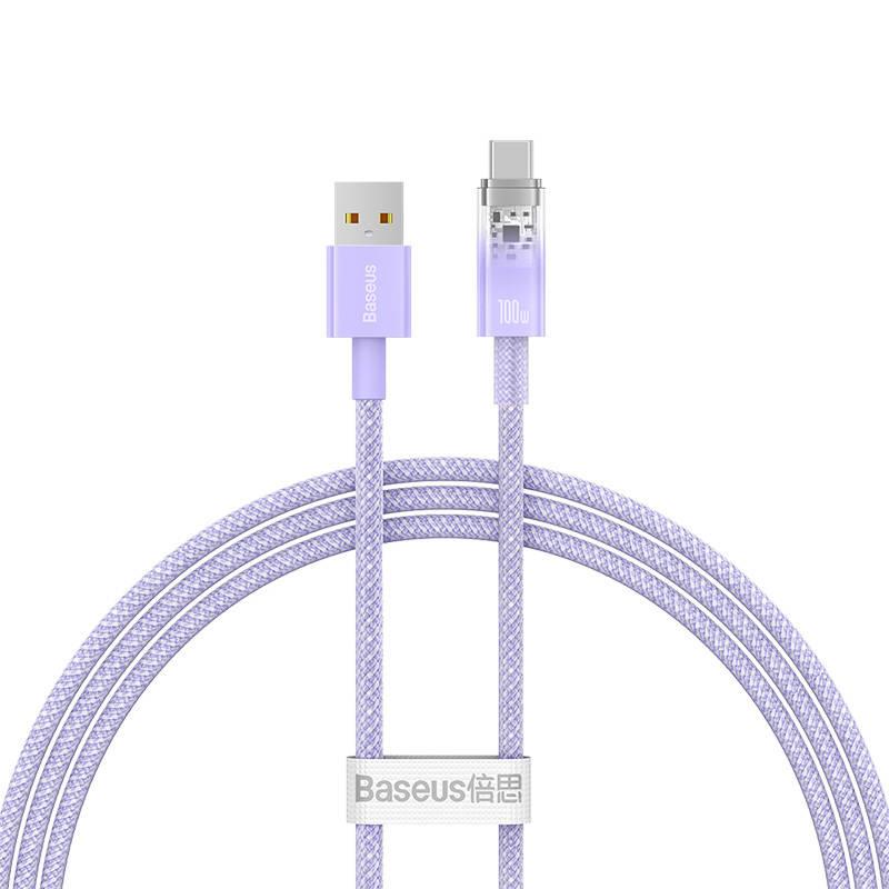 Кабел Baseus Explorer USB към USB-C 100W 1м CATS010405 - лилав