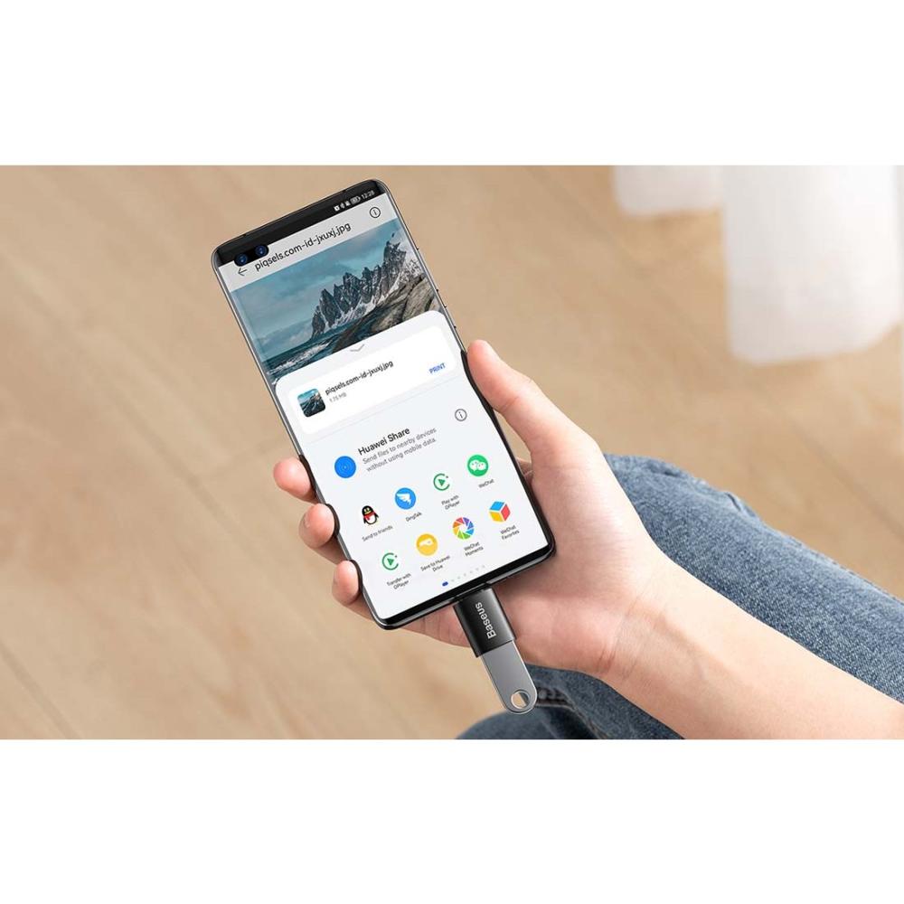 Адаптер Baseus Ingenuity ZJJQ000003 от USB-C мъжко към USB женско, тъмносин