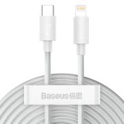 Кабел Baseus TZCATLZJ-02 USB-C към Lightning за бързо зареждане 2 броя, PD 20W, 1.5м - бял