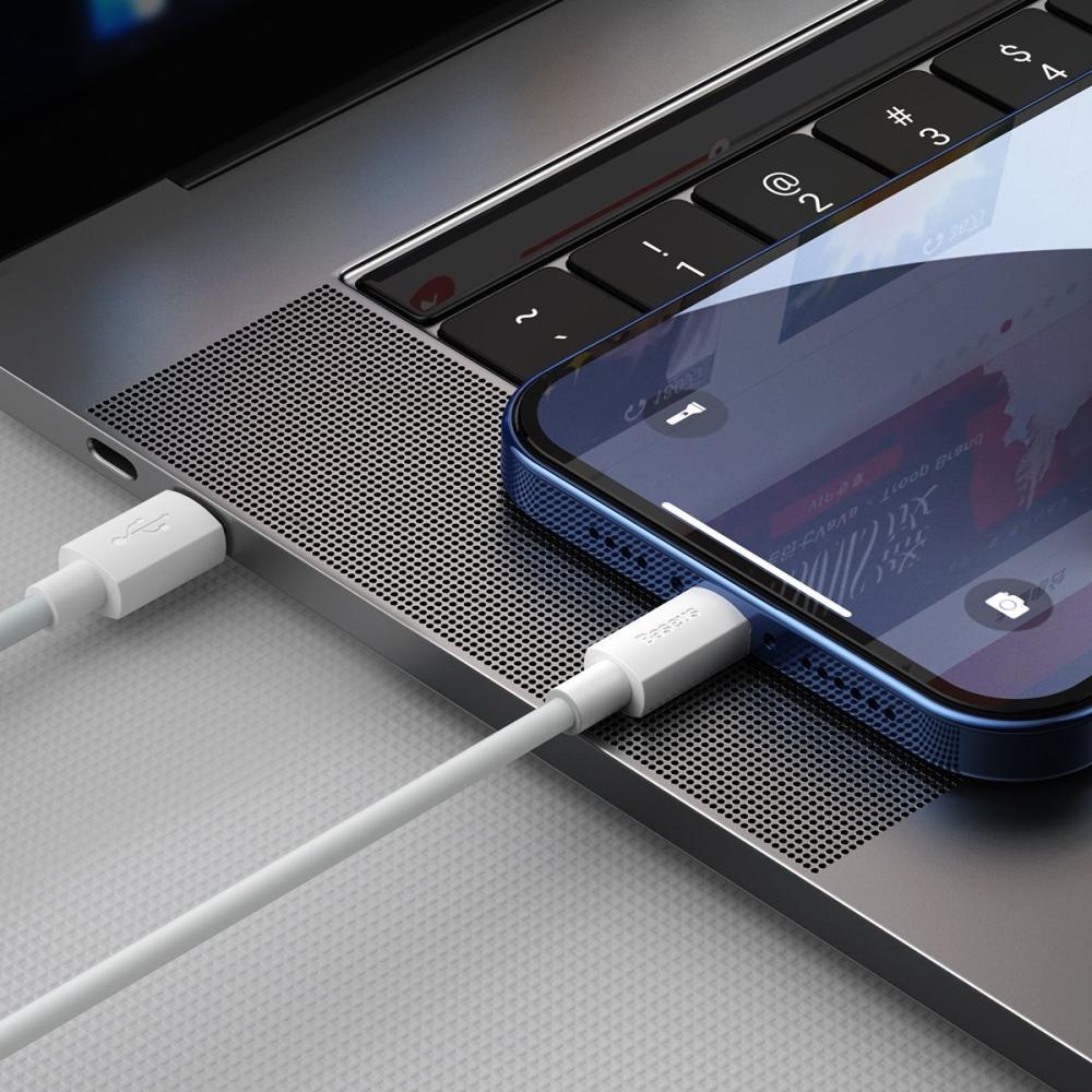 Кабел Baseus TZCATLZJ-02 USB-C към Lightning за бързо зареждане 2 броя, PD 20W, 1.5м - бял