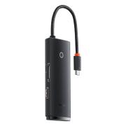 USB хъб Baseus WKQX050001 Type-C Lite Series 6 в 1, мултифункционален, черен