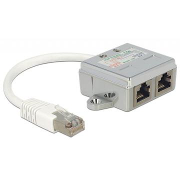 Адаптер DeLock Port Doubler, 1 x RJ45 plug - 2 x RJ45 jack (2 x Ethernet)