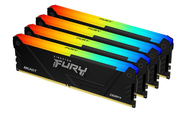 Памет Kingston FURY Beast Black RGB 32GB(4x8GB) DDR4 2666MHz CL16 KF426C16BB2AK4/32