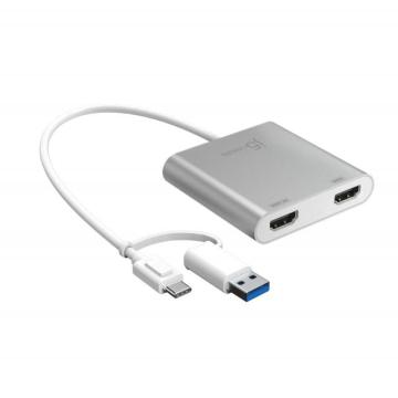 Адаптер j5create JCA365, за 2 монитора USB-C - 2 x HDMI 