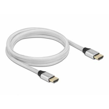 Кабел Delock Ultra High Speed,HDMI мъжко - HDMI мъжко, 48 Gbit/s, 8K 60 Hz, 2 м, Сребрист