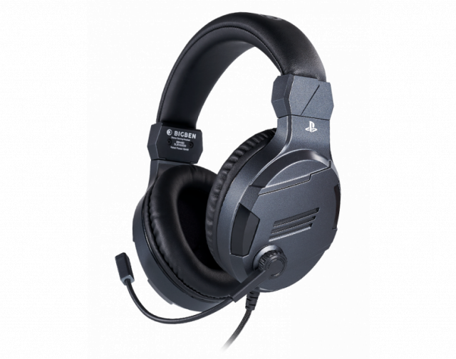 Геймърски слушалки Nacon Bigben PS4 Official Headset V3 Titanium, Микрофон, Сив