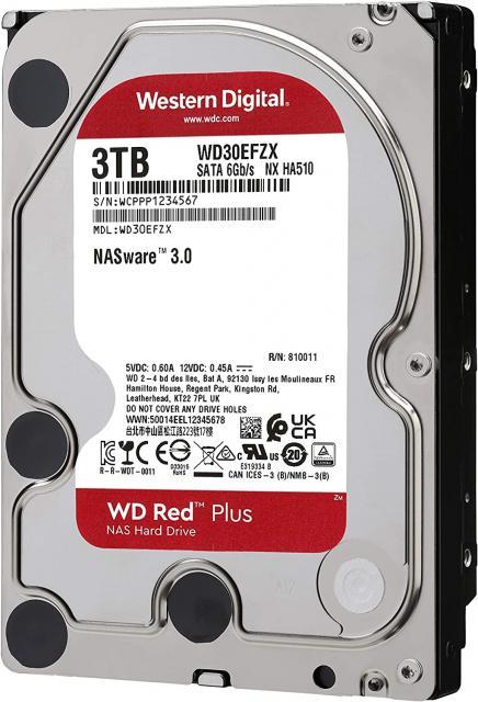 Хард диск WD Red PLUS NAS, 3TB, 5400rpm, 128MB, SATA 3