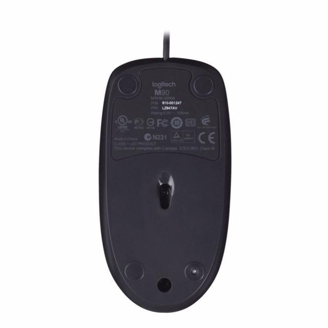 Жична оптична мишка LOGITECH M90, USB, Черен