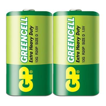 Цинк карбонова батерия GP Greencell 13G-S2, R20, 2 бр. в опаковка / shrink, 1.5V