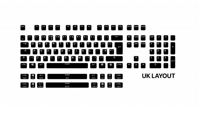 Капачки за механична клавиатура Steelseries PrismCaps PBT Doubleshot 105-Keycap Black UK-Layout