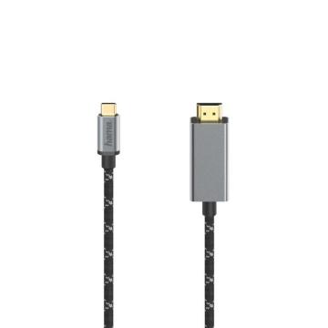 Кабел HAMA 200507, USB-C мъжко - HDMI мъжко, Ultra-HD, 4K@60 Hz, 1.5м, Черен