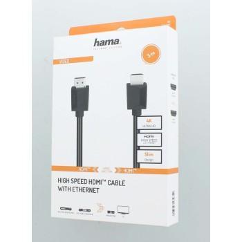 Кабел HAMA High-Speed, HDMI мъжко - HDMI мъжко, 4K, 3м, 18Gbit/s, Ethernet, Eкраниран, Черен