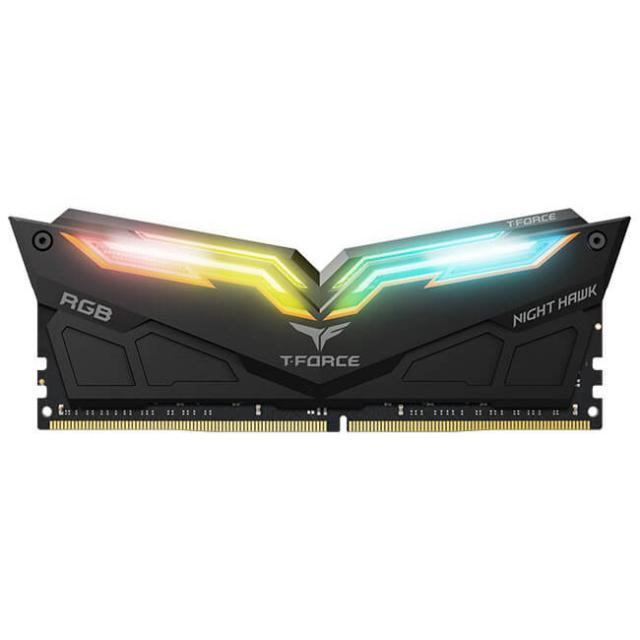 Памет Team Group T-Force Night Hawk Black RGB DDR4 16GB (2x8GB) 3200MHz CL18 TF14D416G3200HC16CDC01, Черна 