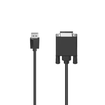 HAMA Кабел DisplayPort мъжко - DVI мъжко, Ultra-HD 4K, 1.50 m, Черен