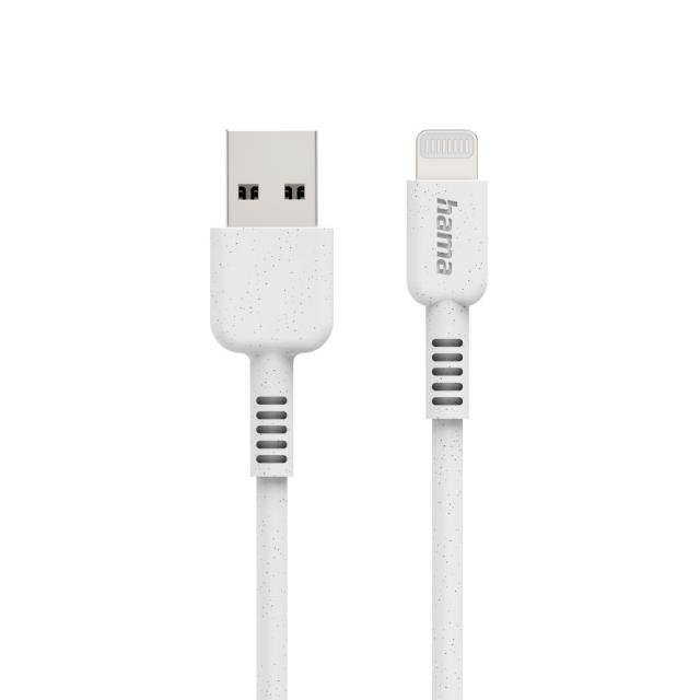 Кабел за зареждане HAMA "Eco", USB-A - Lightning, 1 м, бял