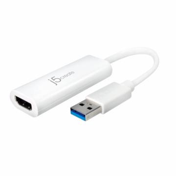 Адаптер j5create JUA254, USB-A към HDMI, Бял