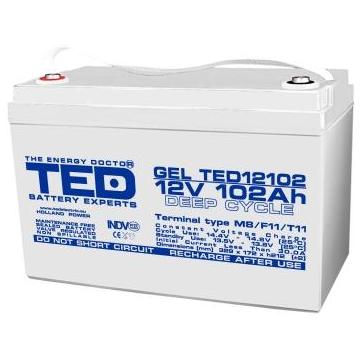 Оловна гелова батерия TED ELECTRIC, 12V, 102Ah, 330/ 173/ 220 mm AGM, За соларни системи