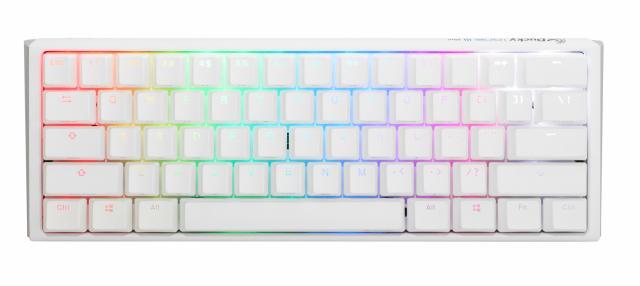 Геймърска механична клавиатура Ducky One 3 Pure White Mini 60% Hotswap Cherry MX Speed Silver RGB, PBT Keycaps