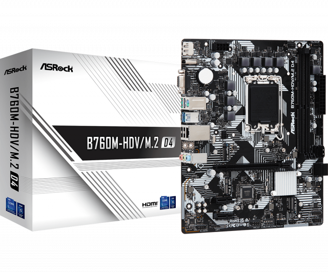 Дънна платка ASRock B760M-HDV M.2, LGA1700, DDR4, ATX