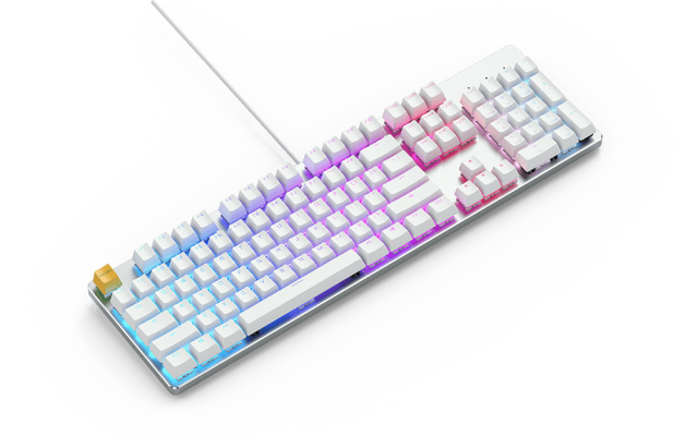 Геймърскa механична клавиатура Glorious White Ice GMMK RGB Full Size, Gateron Brown US Layout