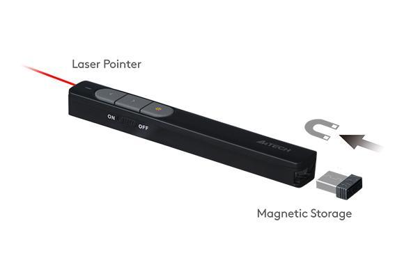 Лазерна показалка A4tech LP15, Laser Червен, Безжична 2.4G, Черна