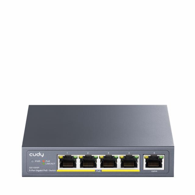 Суич Cudy GS1005P, 5 портов, 10/100/100, PoE+ Switch 60W, Uplink порт