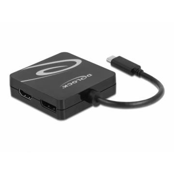 Адаптер 4 в 1 Delock 63129 USB-C мъжко - VGA / DVI / DP / HDMI женско, Черен