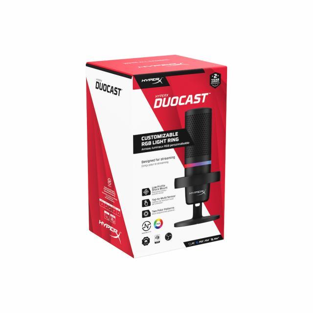 Настолен микрофон HyperX DuoCast, USB, Черен