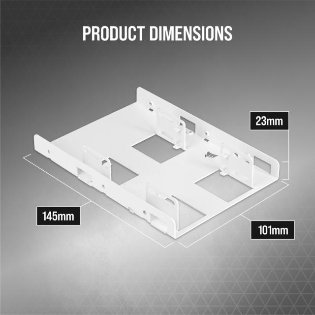 Скоби за монтиране Corsair HDD/SSD Mounting Kit - Dual 2.5" to 3.5", White