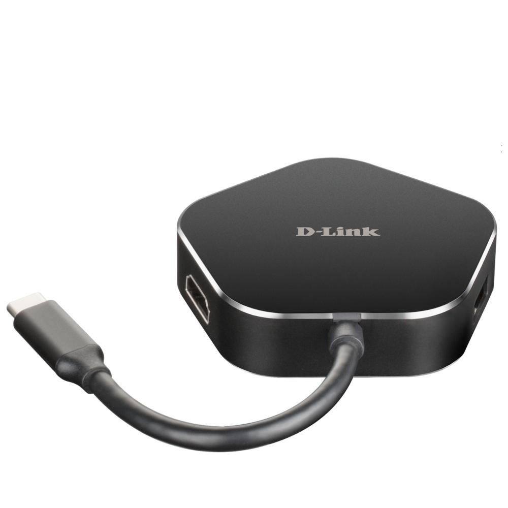 USB хъб D-Link DUB-M420 4-in-1 USB-C с HDMI и Power Delivery черен