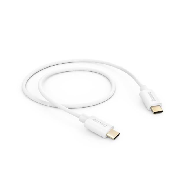 HAMA Кабел за зареждане/данни USB Type-C - USB Type-C, 1.0 m, бял