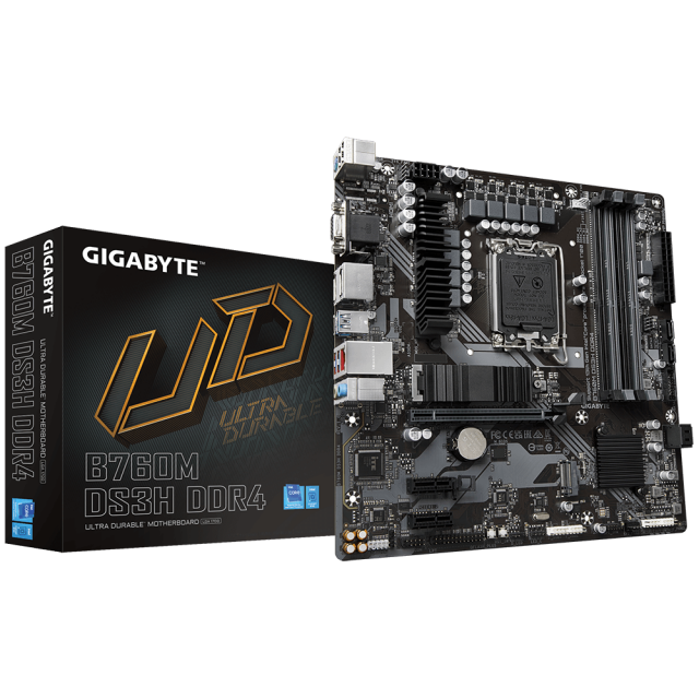 Дънна платка GIGABYTE B760M DS3H, socket 1700, ATX, 4xDDR4