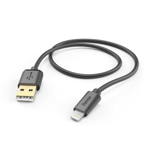 Lightning дата кабел HAMA USB за зареждане 1.5м, черен