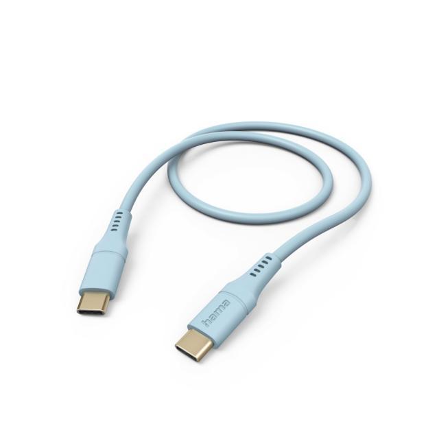 Силиконов кабел за зареждане HAMA, USB-C - USB-C, 1,5 м, син